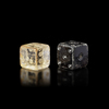 TWO CUBIC DICE: BLACK STONE, ROCK CRYSTAL, EAST PERSIA,  9TH–12TH CENTURY
