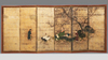 A JAPANESE SCREEN ON OXIDIZED SILVER LEAF PRESENTING A SPRING SCENE, LATE EDO PERIOD (FIRST HALF 19TH CENTURY)
