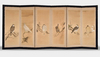 A LARGE JAPANESE SIX-PANEL SCREEN WITH HAWKS, LATE EDO PERIOD (FIRST HALF 19TH CENTURY)