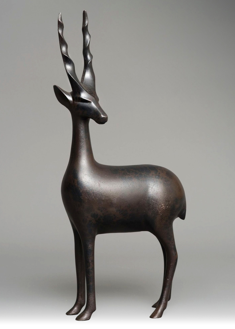 A JAPANESE ART DECO-STYLE ANTILOPE, SHOWA PERIOD (1926-1989)