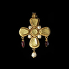 A BYZANTINE GOLD CROSS PENDANT SET WITH EMERALDS, GARNET, AND PEARLS – 5TH TO 6TH CENTURY A.D.