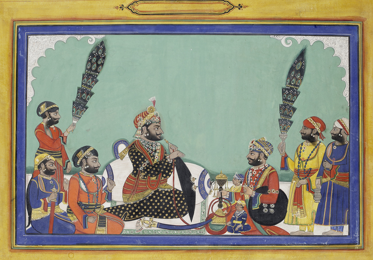 MAHARANA SARUP SINGH (1842-61) IN AUDIENCE WITH HIS COURTIERS, UDAIPUR, CIRCA 19TH CENTURY