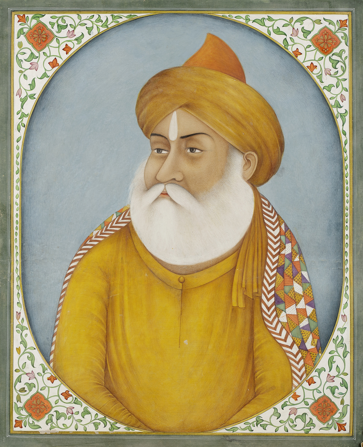 PORTRAIT OF GURU RAM DAS, THE FOURTH SIKH GURU, LUCKNOW SCHOOL, NORTH INDIA, CIRCA 19TH CENTURY