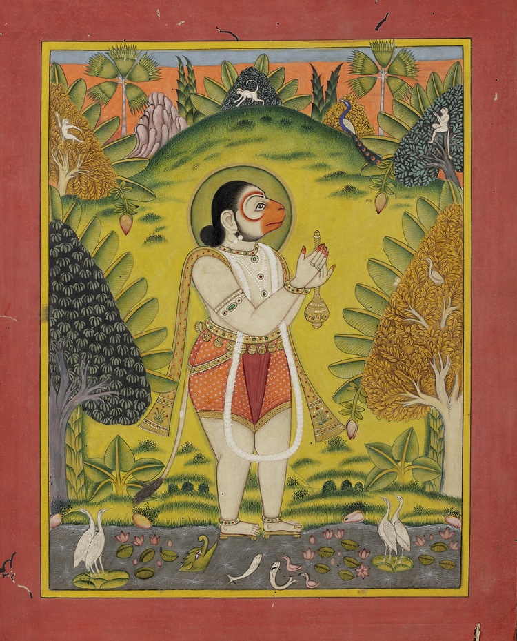 HANUMAN IN DEVOTIONAL POSTURE KOTA, RAJASTHAN, INDIA, CIRCA 18TH CENTURY
