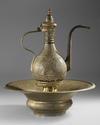 AN OTTOMAN BRASS EWER AND BASIN, 18TH-19TH CENTURY