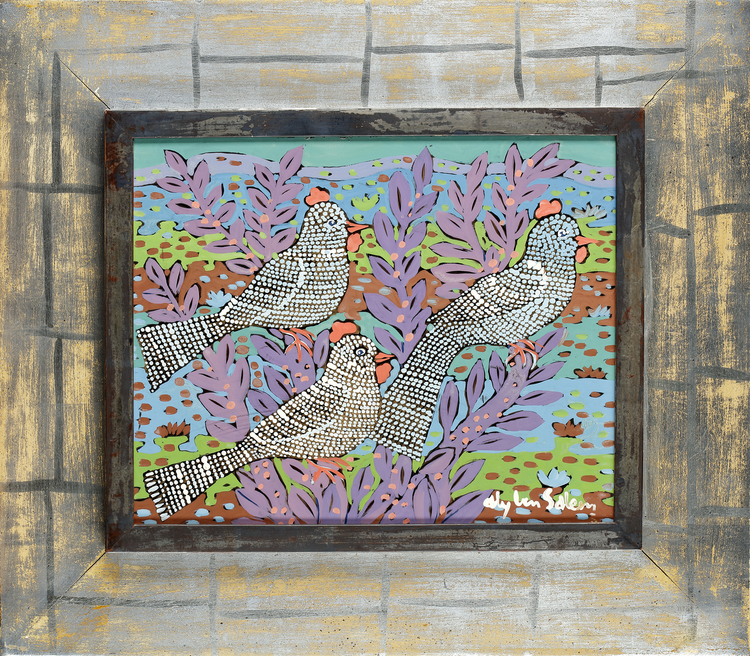 A PAINTING OF BIRDS, SIGNED ALY BEN SALEM