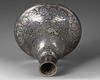 AN INDIAN BIDRI SILVER-INLAID BELL SHAPED HOOKAH BASE, 19TH CENTURY