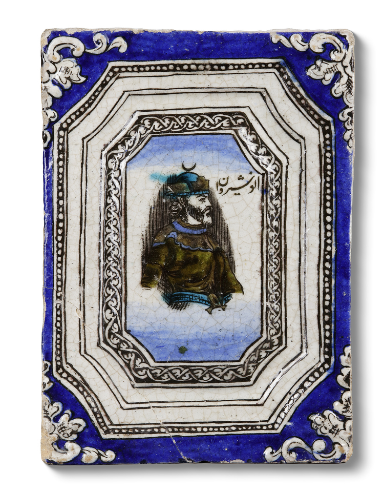 A PERSIAN POTTERY TILE, 19TH CENTURY