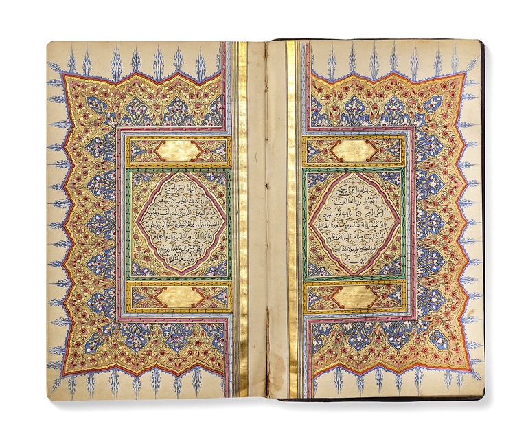 AN OTTOMAN ILLUMINATED QURAN WRITTEN BY IBRAHIM AL-ZAKAI, OTTOMAN TURKEY DATED 1279 AH/1862–63 AD
