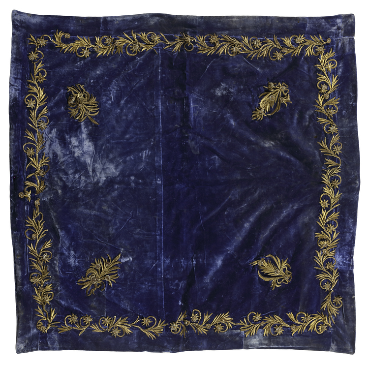 AN OTTOMAN GILT-THREAD EMBROIDERED VELVET BOHCA, TURKEY 20TH CENTURY