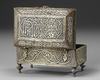 A MAMLUK STYLE SILVER INLAID BRASS JEWELLERY BOX, SYRIA  19TH-20TH CENTURY