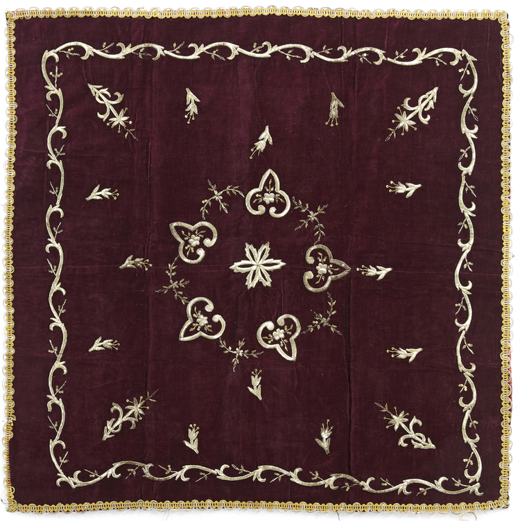 AN OTTOMAN GILT-THREAD EMBROIDERED VELVET BOHCA, TURKEY 20TH CENTURY