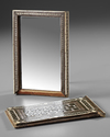 A QAJAR MOTHER OF PEARL INLAID WOODEN MIRROR, SHIRAZ PERSIA, 19TH CENTURY