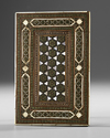 A QAJAR MOTHER OF PEARL INLAID WOODEN MIRROR, SHIRAZ PERSIA, 19TH CENTURY