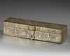 A FINE AND LARGE PERSIAN SILVER-INLAID BRASS PEN-CASE, KHURASAN STYLE, 2OTH CENTURY