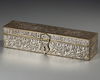 A FINE AND LARGE PERSIAN SILVER-INLAID BRASS PEN-CASE, KHURASAN STYLE, 2OTH CENTURY