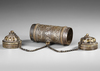 A SILVER AND COPPER INLAID SCROLL HOLDER, PERSIA, 19TH CENTURY