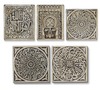 FIVE OF INTRICATELY ENGRAVED STONE TILES, MOROCCO, 19TH-20TH CENTURY