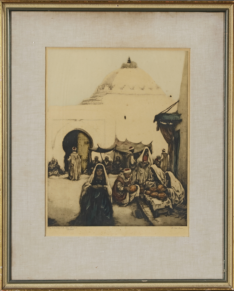 ISIDORE VAN MENS (1890-1985), RABAT, MAROCCO, COLOUR ETCHING