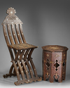 A DAMASCUS MOTHER OF PEARL-INLAID WOOD FOLDING CHAIR, SYRIA, LATE 19TH CENTURY