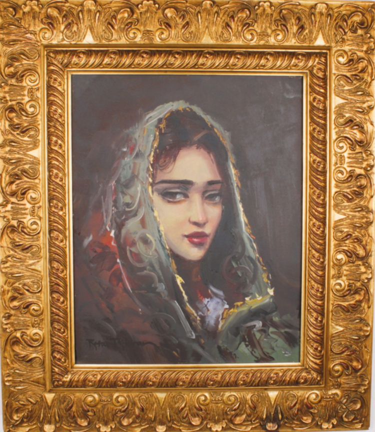 REMZI TASKIRAN, A PAINTING OF A VEILED WOMAN