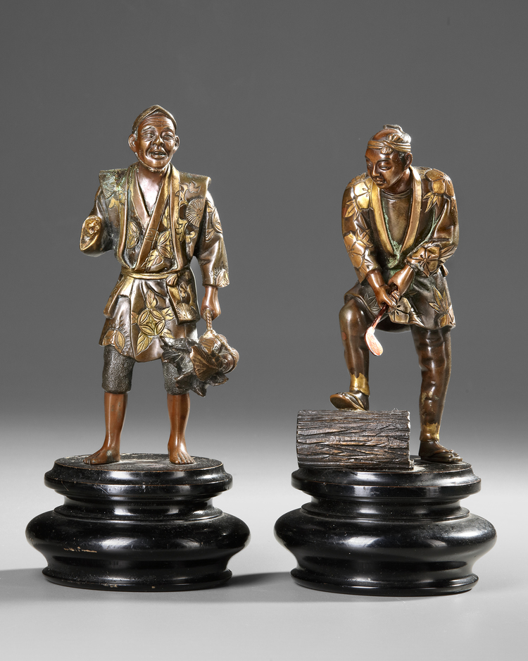TWO JAPANESE BRONZE STATUES, MEIJI PERIOD (1868-1912)