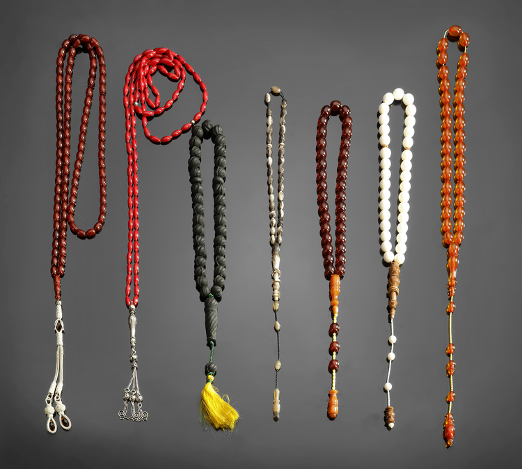 A COLLECTION OF SEVEN TASBIHS, 20TH CENTURY