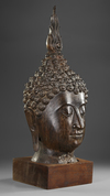 A BRONZE HEAD OF BUDDHA, THAILAND 19TH CENTURY