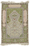 AN ANATOLIAN SIGNES SILK PRAYER RUG, HEREKE, 2ND HALF 19TH CENTURY