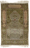 AN ANATOLIAN SIGNES SILK PRAYER RUG, HEREKE, 2ND HALF 19TH CENTURY