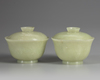 A PAIR OF CHINES JADE BOWLS AND A COVERS