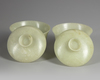 A PAIR OF CHINES JADE BOWLS AND A COVERS
