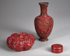 A COLLECTION OF THREE CHINESE CARVED CINNABAR LACQUER WARES, 19TH-20TH CENTURY