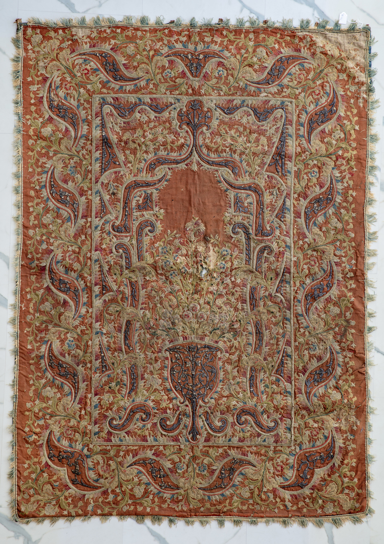 AN OTTOMAN EMBROIDERED APPLIQUÉ WOOL PRAYER PANEL, BANYA LUKA, TURKEY, LATE 18TH CENTURY