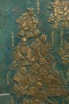 RARE LARGE BRONZE RELIEF PLAQUE DEPICTING 24 GENERALS OF TAKEDA SHINGEN