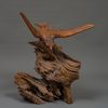 WOODEN OKIMONO 置物 OF A HAWK