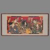 ORIGINAL WOODBLOCK PRINT BY TOYOHARA CHIKANOBU OF 5 KABUKI ACTORS
