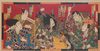 ORIGINAL WOODBLOCK PRINT BY TOYOHARA CHIKANOBU OF 5 KABUKI ACTORS