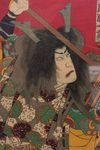 ORIGINAL WOODBLOCK PRINT BY TOYOHARA CHIKANOBU OF 5 KABUKI ACTORS