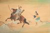 TALL 2-PANEL BYÔBU 屏風 (FOLDING SCREEN) WITH GENERAL MINAMOTO NO HACHIMAN TARÔ YOSHI’IE