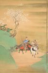 TALL 2-PANEL BYÔBU 屏風 (FOLDING SCREEN) WITH GENERAL MINAMOTO NO HACHIMAN TARÔ YOSHI’IE