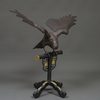 VERY LARGE CAST IRON OKIMONO 置物 OF A PERCHED HAWK