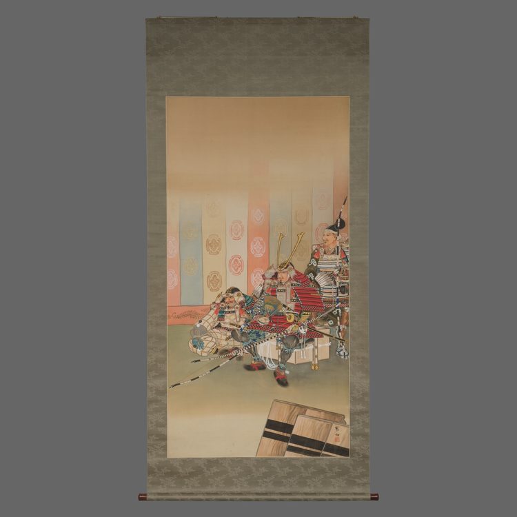 KAKEJIKU 掛け軸 (HANGING SCROLL) OF COMMANDER MINAMOTO NO YOSHITSUNE 源義経