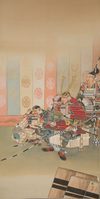 KAKEJIKU 掛け軸 (HANGING SCROLL) OF COMMANDER MINAMOTO NO YOSHITSUNE 源義経