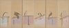 LARGE SIX-PANEL SCREEN WITH HAWKS