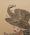 LARGE SIX-PANEL SCREEN WITH HAWKS