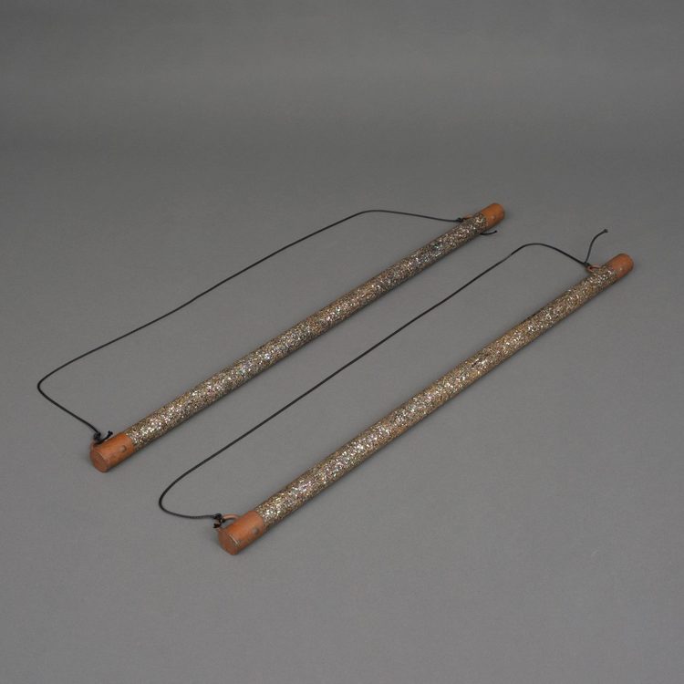 TWO MOTHER OF PEARL POLES
