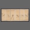 LARGE SIX PANEL SCREEN WITH HAWKS