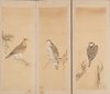 LARGE SIX PANEL SCREEN WITH HAWKS