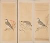 LARGE SIX PANEL SCREEN WITH HAWKS
